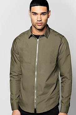 Boohoo Zip Through Utility Shirt