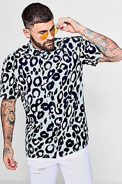 Boohoo Leopard Print Oversized Short Sleeve Shirt