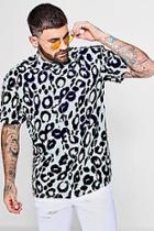 Boohoo Leopard Print Oversized Short Sleeve Shirt