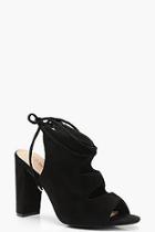 Boohoo Extra Wide Fit Block Heel Cut Work Shoe Boots