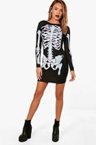 Boohoo Lexi Knitted Skeleton Halloween Dress