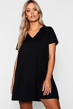 Boohoo Plus V Neck Shift Dress