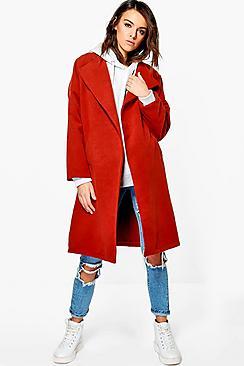 Boohoo Milly Collarless Wool Look Coat