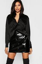 Boohoo Tall Satin Utility Shirt