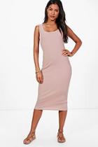 Boohoo Delia Rib Sleeveless Midi Dress