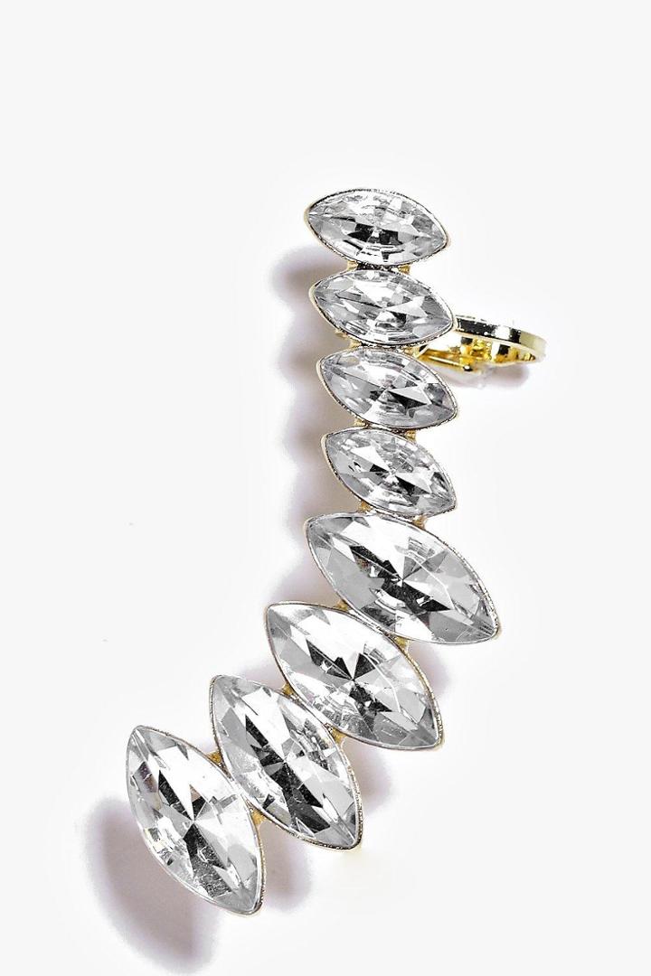 Boohoo Lacey 8 Stone Stud Ear Cuff Gold
