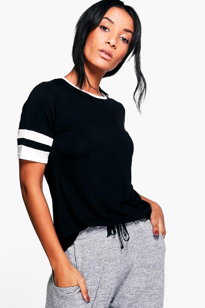 Boohoo Molly Short Sleeve Stripe Tee Black