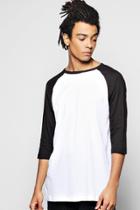 Boohoo Contrast Raglan T Shirt With 3/4 Sleeves Black