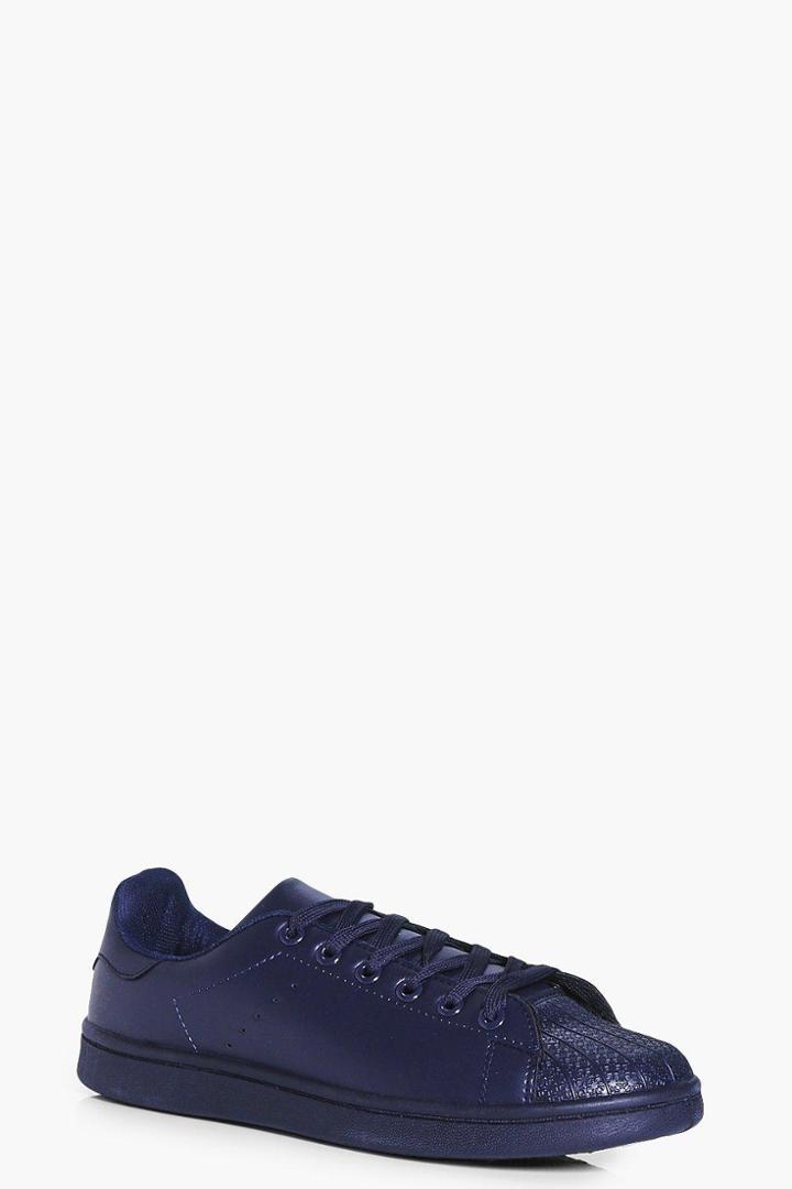 Boohoo Zoe Lace Up Trainer Navy