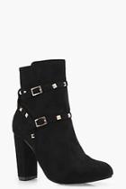 Boohoo Nina Square Stud Wrap Strap Shoe Boots