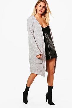 Boohoo Bernie Chenille Longline Cardigan