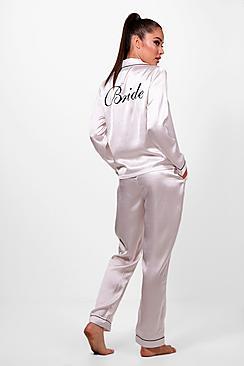 Boohoo Amelia Bride Satin Trouser Set
