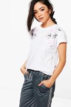Boohoo Victoria Premium Embroidered Supersoft T-shirt White