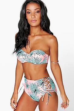 Boohoo Doha Leaf Underwired Highwaist Bikini