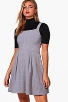 Boohoo Natalie Woven Check Pinafore Dress