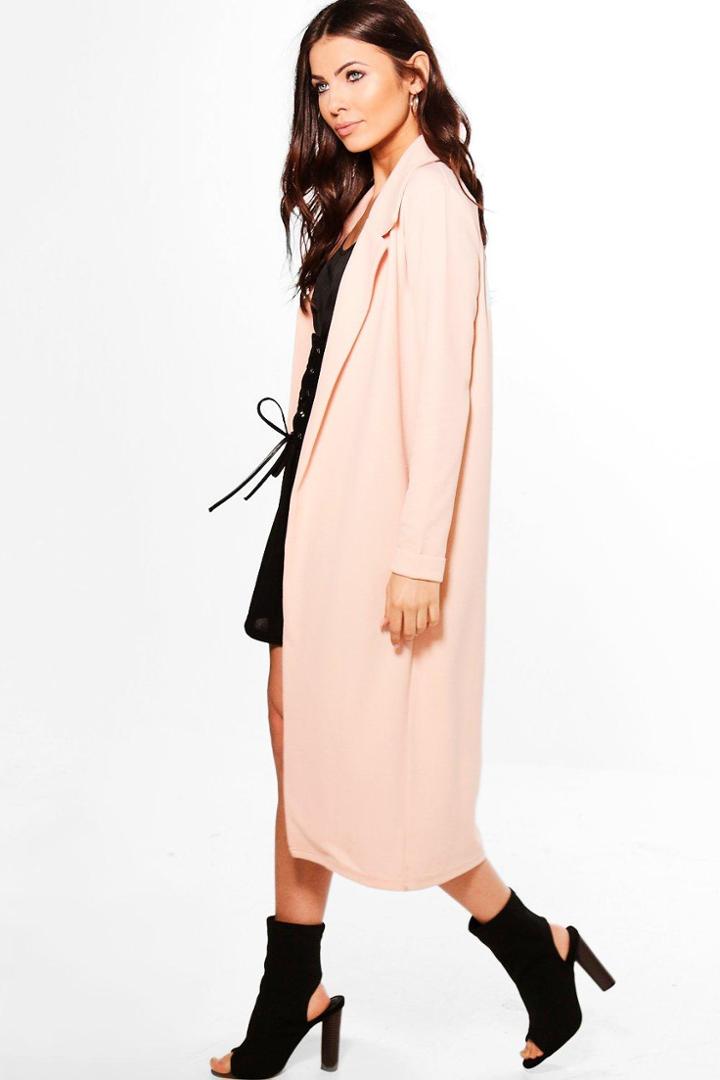 Boohoo Petite Olivia Longline Duster Nude