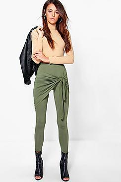 Boohoo Giana Rouched Side Tie Waist Leggings