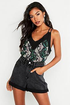 Boohoo Snake Print Colour Block Cami