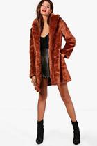Boohoo Boutique Elsie Rever Collar Faux Fur Coat