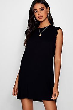 Boohoo Ava Ruffle Detail Jersey Shift Dress