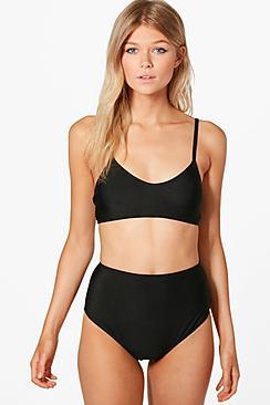 Boohoo Petite Rosie Strappy High Waisted Bikini