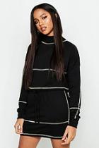Boohoo Contrast Stitch Cropped Sweat & Mini Skirt Set