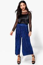 Boohoo Ruby Pleated Wide Leg Culottes Royal