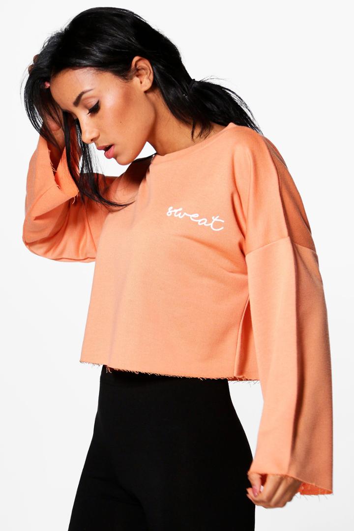 Boohoo Abbie Fit Running Crop Sweat Orange
