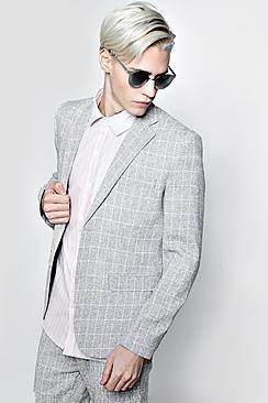 Boohoo Skinny Fit Window Pane Check Suit Jacket