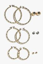 Boohoo Anna Mixed Size Hoop And Stud Earring 6 Pack