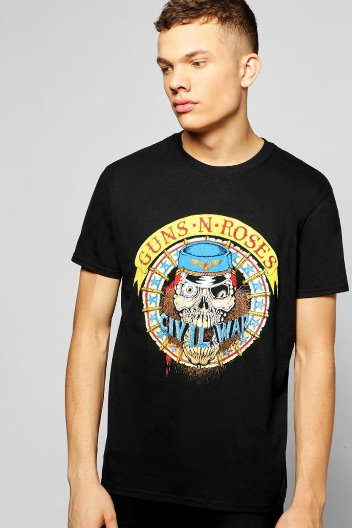 Boohoo Guns N Roses T Shirt Black