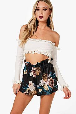 Boohoo Alana Paperbag Waist Floral Shorts