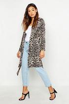 Boohoo Leopard Print Belted Duster