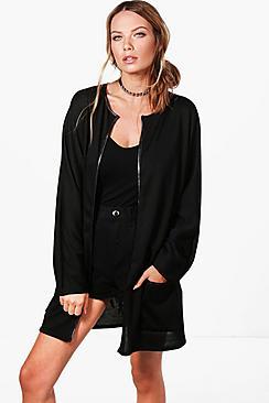 Boohoo Alice Batwing Pu Trim Fine Gauge Cardigan