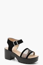 Boohoo Kayla Mesh Detail Two Part Cleated Sandals