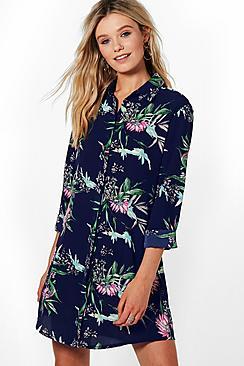 Boohoo Lydia Floral Shirt Dress