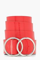 Boohoo Red Patent O Ring Boyfriend Belt