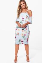 Boohoo Plus Kaitlin Double Layer Floral Dress Multi