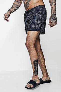 Boohoo Black Polka Dot Print Swim Short