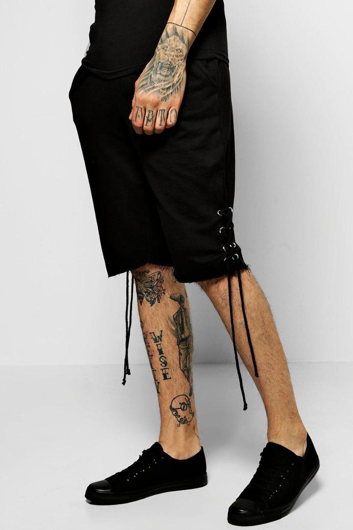 Boohoo Lace Detail Jersey Shorts Black
