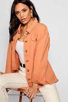 Boohoo Terracotta Mock Horn Button Belted Jacket