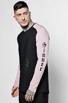 Boohoo Long Sleeve Chest And Sleeve Print T-shirt