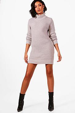 Boohoo Turtle Neck Soft Knit Jumper Dress