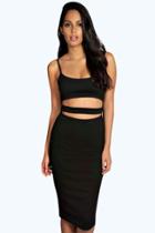 Boohoo Tanya Strappy Cut Out Midi Dress Black