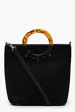 Boohoo Large Tortoise Shell Resin Ring Day Bag