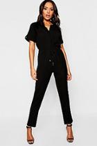 Boohoo Sporty Tie Waist Jumpsuit