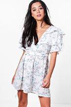 Boohoo Emily Floral Ruffle Tiered Skater Dress