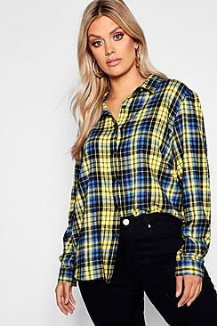 Boohoo Plus Checked Oversized Shirt