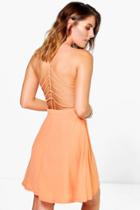 Boohoo Keira Strap Back Detail Woven Dress Mandarin