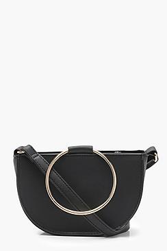 Boohoo Katy Metal Ring Semi Saddle Bag